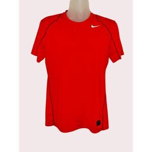 Nike Pro Dri-Fit Fitted Red Short Sleeve T-Shirt Stretch Running Medium